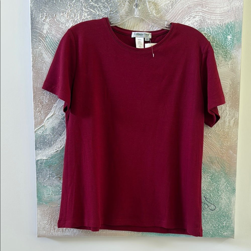 Coldwater Creek Burgundy Short Sleeve Tee